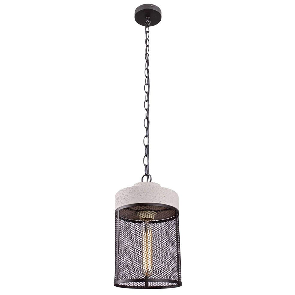 The Lighting Club Lighting Fixtures Cement and Metal Cage Pendant Light Cylinder PEN350 STONE 6007226064186