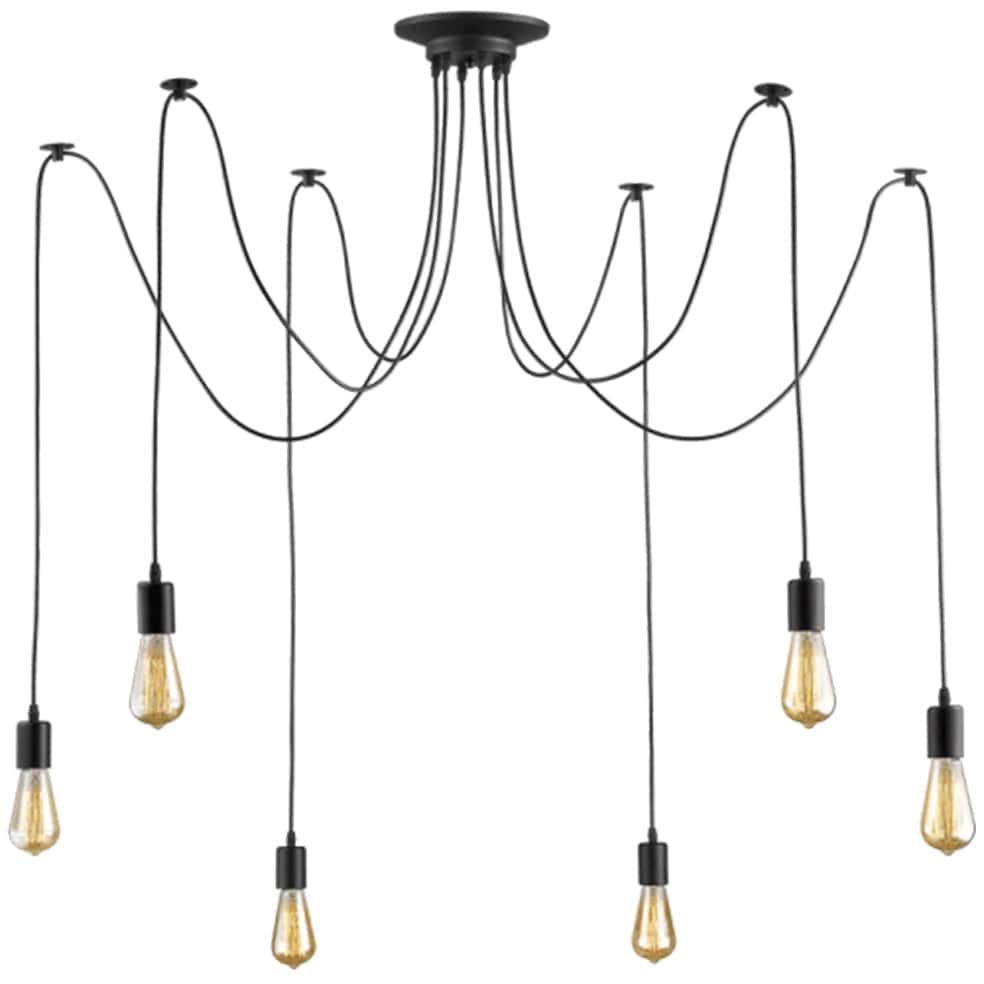 The Lighting Club Pendant Cord Cluster Pendant 6 Light Black PEN452/6 BLACK 6007226065916