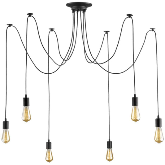 The Lighting Club Pendant Cord Cluster Pendant 6 Light Black PEN452/6 BLACK 6007226065916