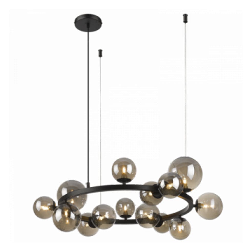The Lighting Club Chandeliers Round Constellation Pendant 14 Light Black Metal and Glass PEN472/14 MATT BK 6007226079876