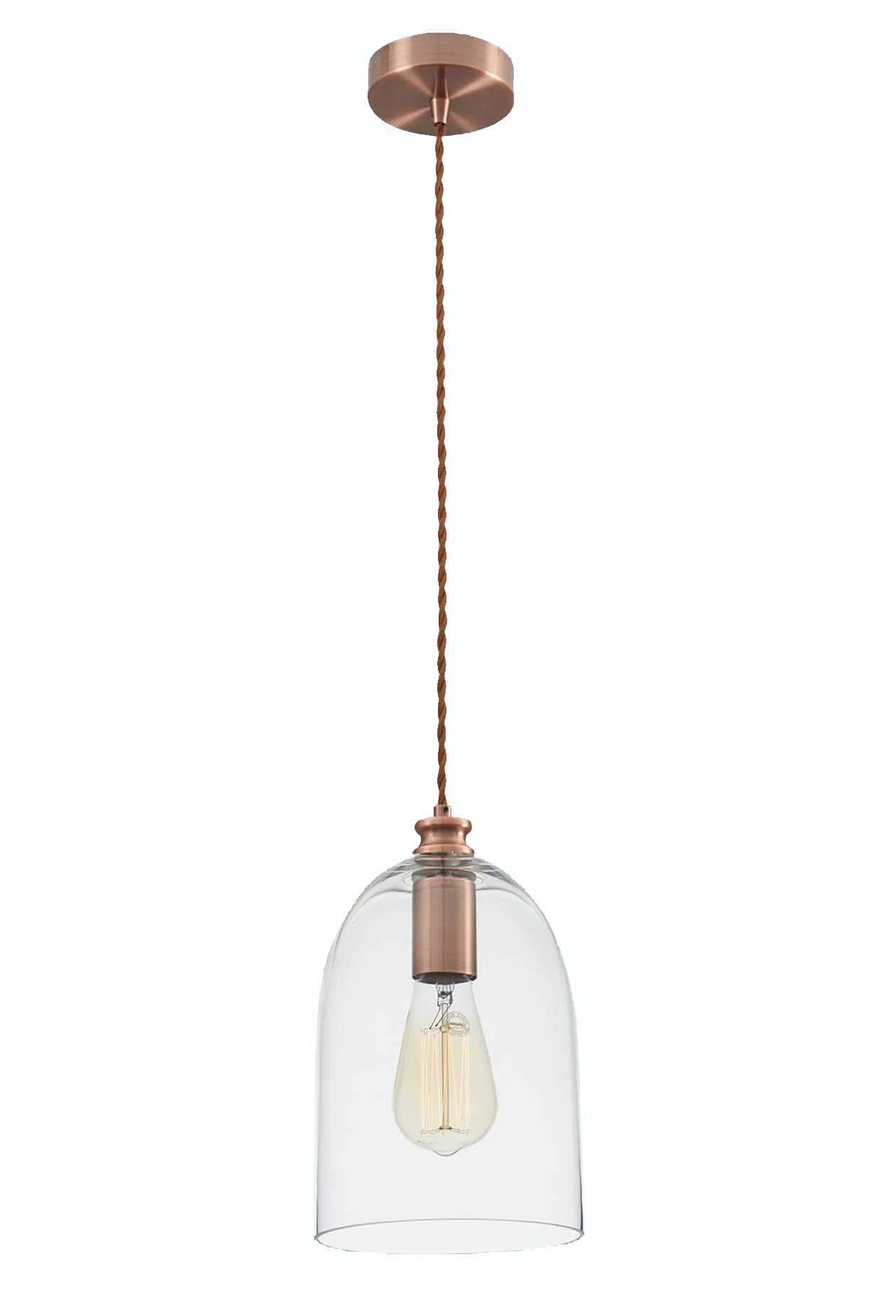 The Lighting Club Copper Pendant with Clear Glass Bell