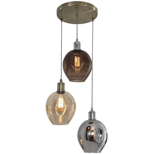 The Lighting Club Lighting Triple Glass Pendant Cluster Chandelier PEN613 CHROME 6007226068191
