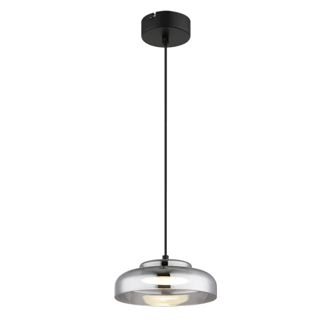 The Lighting Club pendant light Volta Metal and Glass LED Pendant Light - Smoke PEN616 BLACK 6007226090321