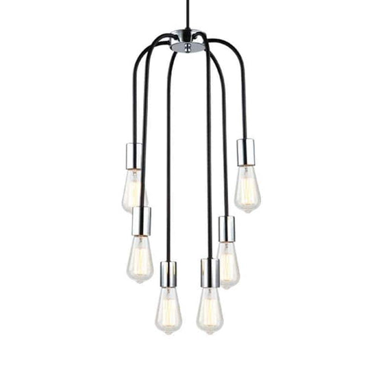 The Lighting Club Lighting Locks Pendant Light 6 PEN621/6 CHR/BLACK 6007226068962