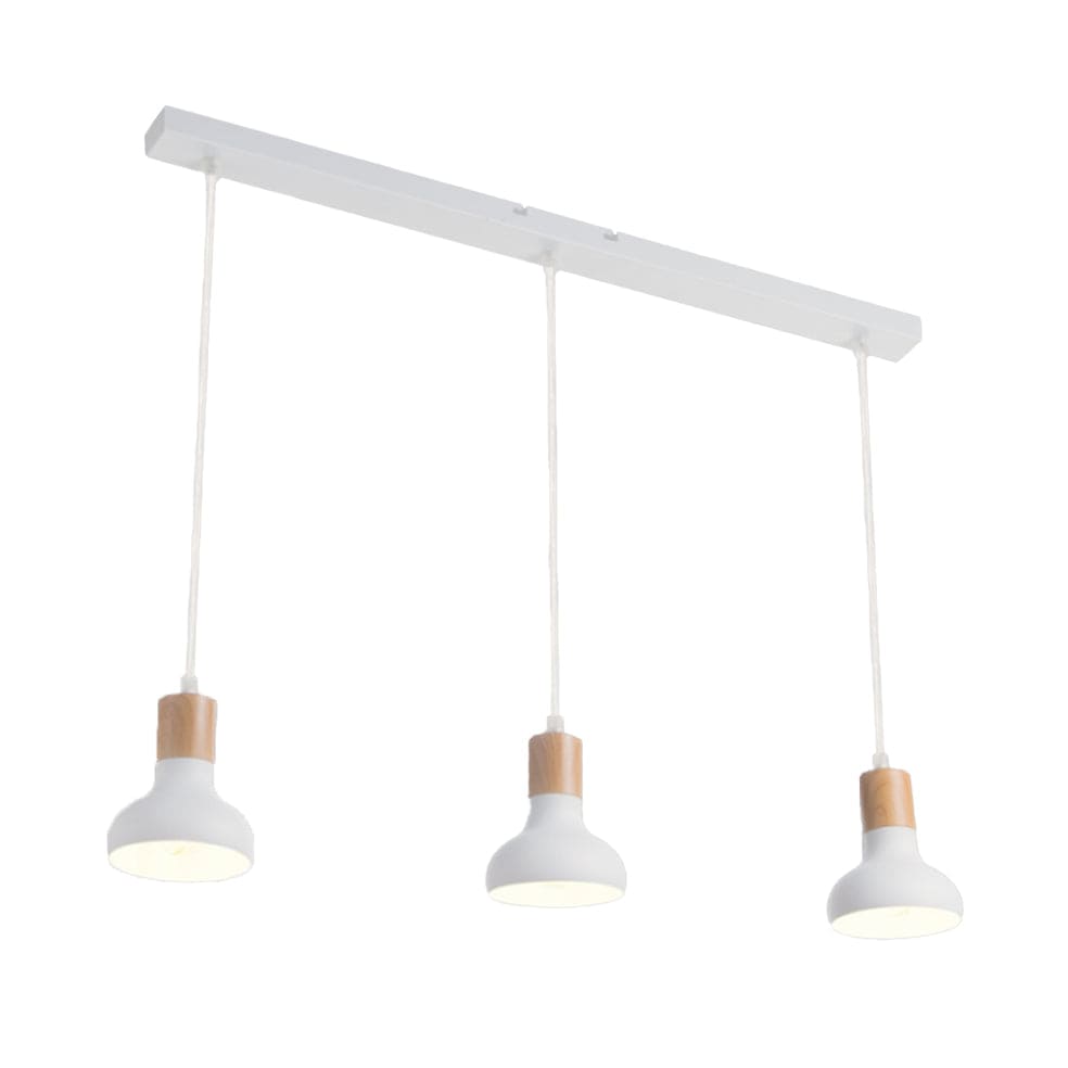 The Lighting Club Pendant Lights Ashleigh Metal and Wood Pendant Light White PEN646/3 WHITE 6007226071320