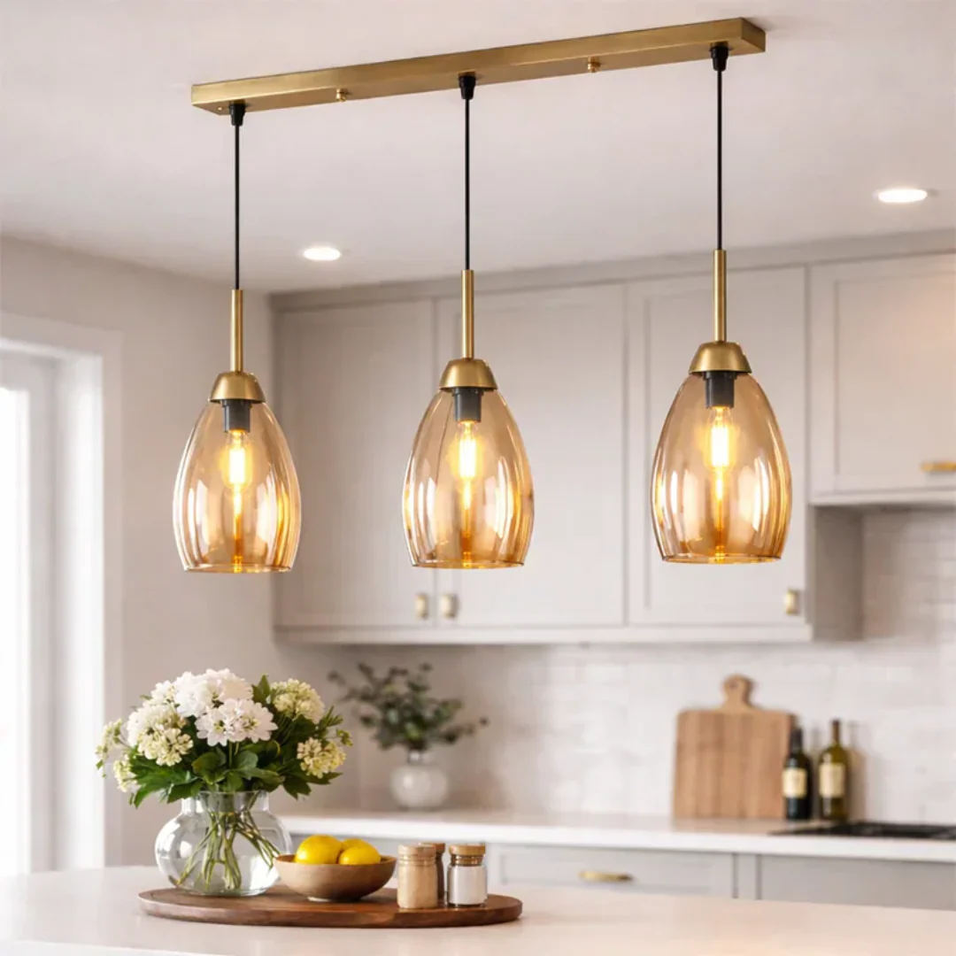 The Lighting Club Pendant Tella Glass 3 Pendant Light - Gold PEN814/3 GOLD 6007226081978