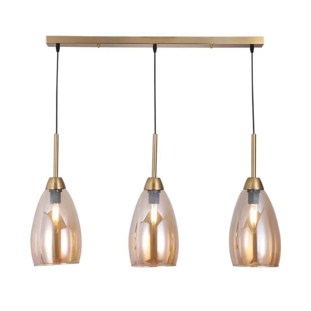 The Lighting Club Pendant Tella Glass 3 Pendant Light - Gold PEN814/3 GOLD 6007226081978