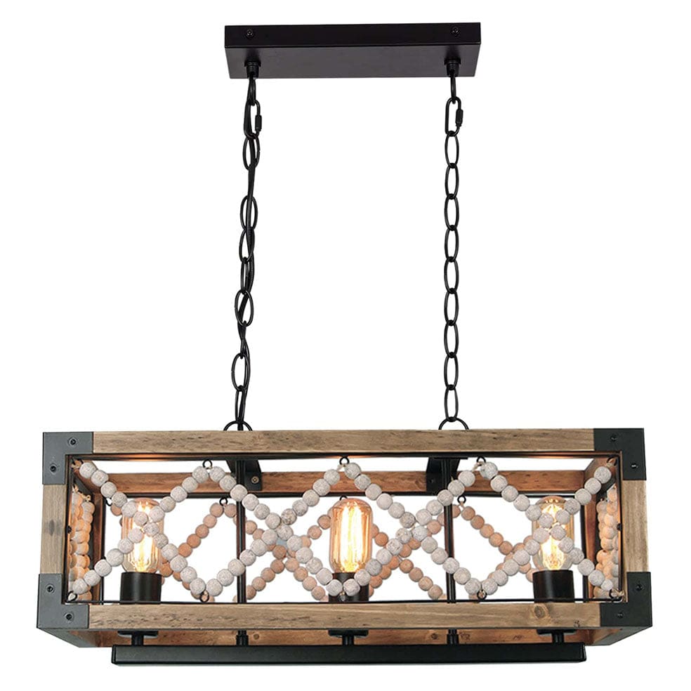 The Lighting Club Pendant Scatola Metal and Wood Bead Rectangular Pendant PEN820 BEAD 6007226080858