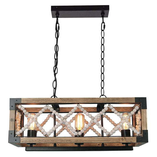 The Lighting Club Pendant Scatola Metal and Wood Bead Rectangular Pendant PEN820 BEAD 6007226080858