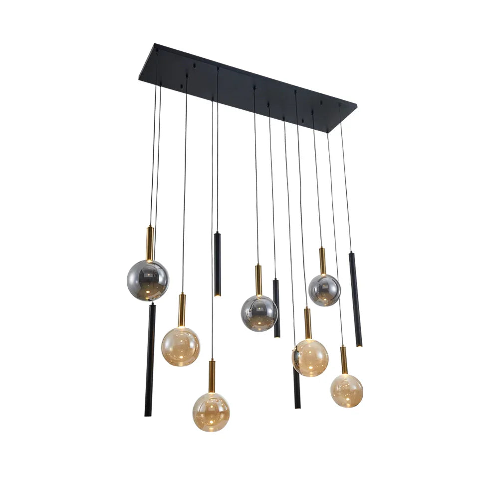 The Lighting Club pendant light Elara Cascade Pendant Light – Amber and Smoke | Black & Gold PEN823/12 BK/GD 6007226092370