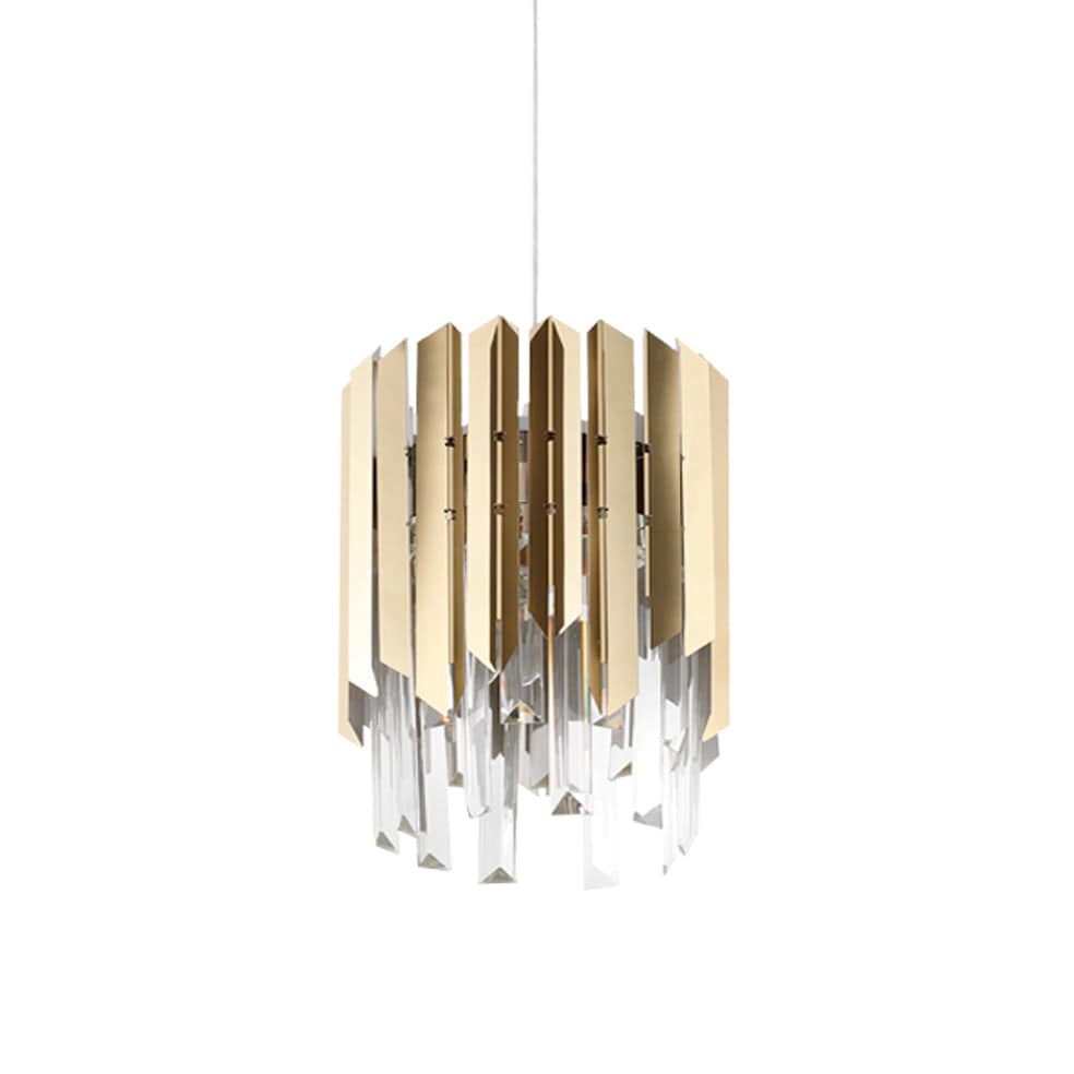 The Lighting Club Pendant Gold Xylo Gold or Polished Steel Crystal Glass Pendant Light PEN842 GOLD
