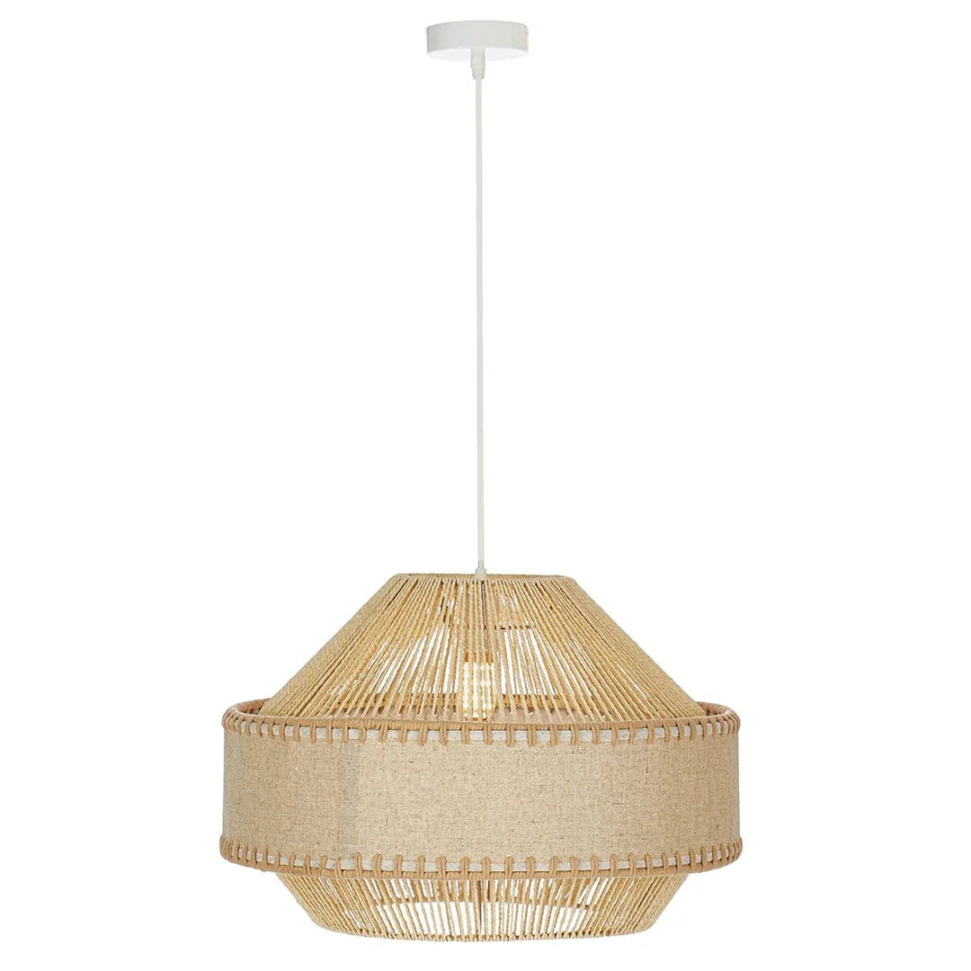 The Lighting Club pendant light Cannes Tiered Linen and Rope Pendant Light PEN880 NATURAL 6007226088892