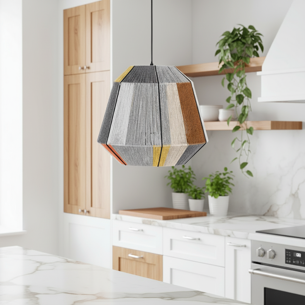 The Lighting Club pendant light African Woven Pendant Light – Iron & Cotton String PEN881 AFRICAN 6007226088908