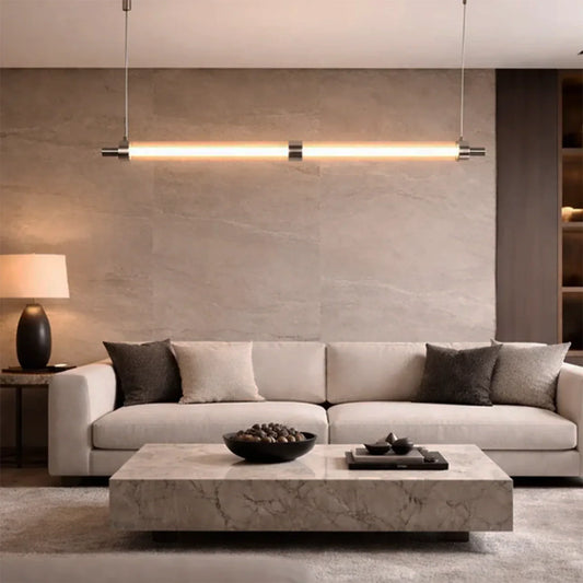 The Lighting Club pendant light Satin Chrome Linear LED Pendant Light - Modern Bar Suspension PEN895 SATIN 6007226089974