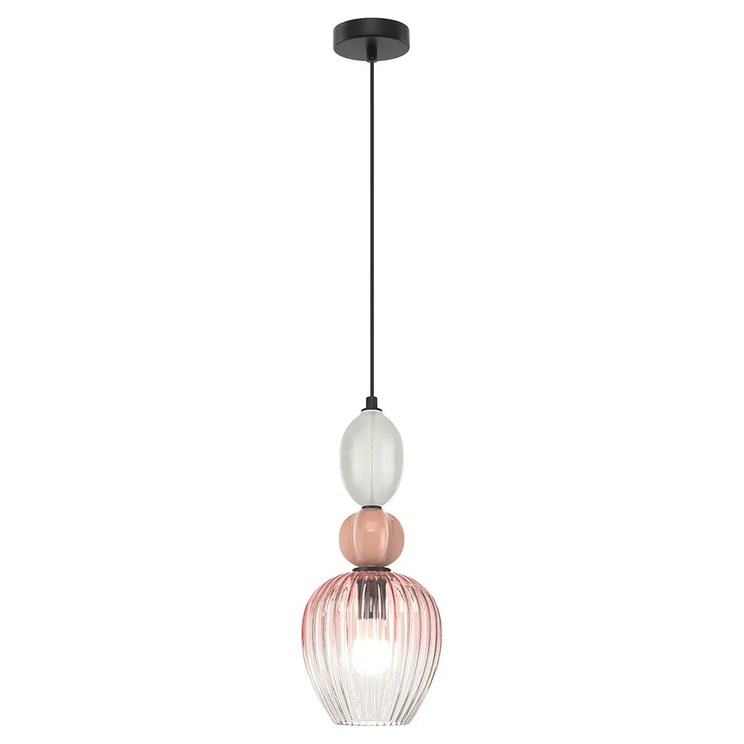 The Lighting Club Pendant Croft Orb Pink Ceramic and Glass Pendant Light