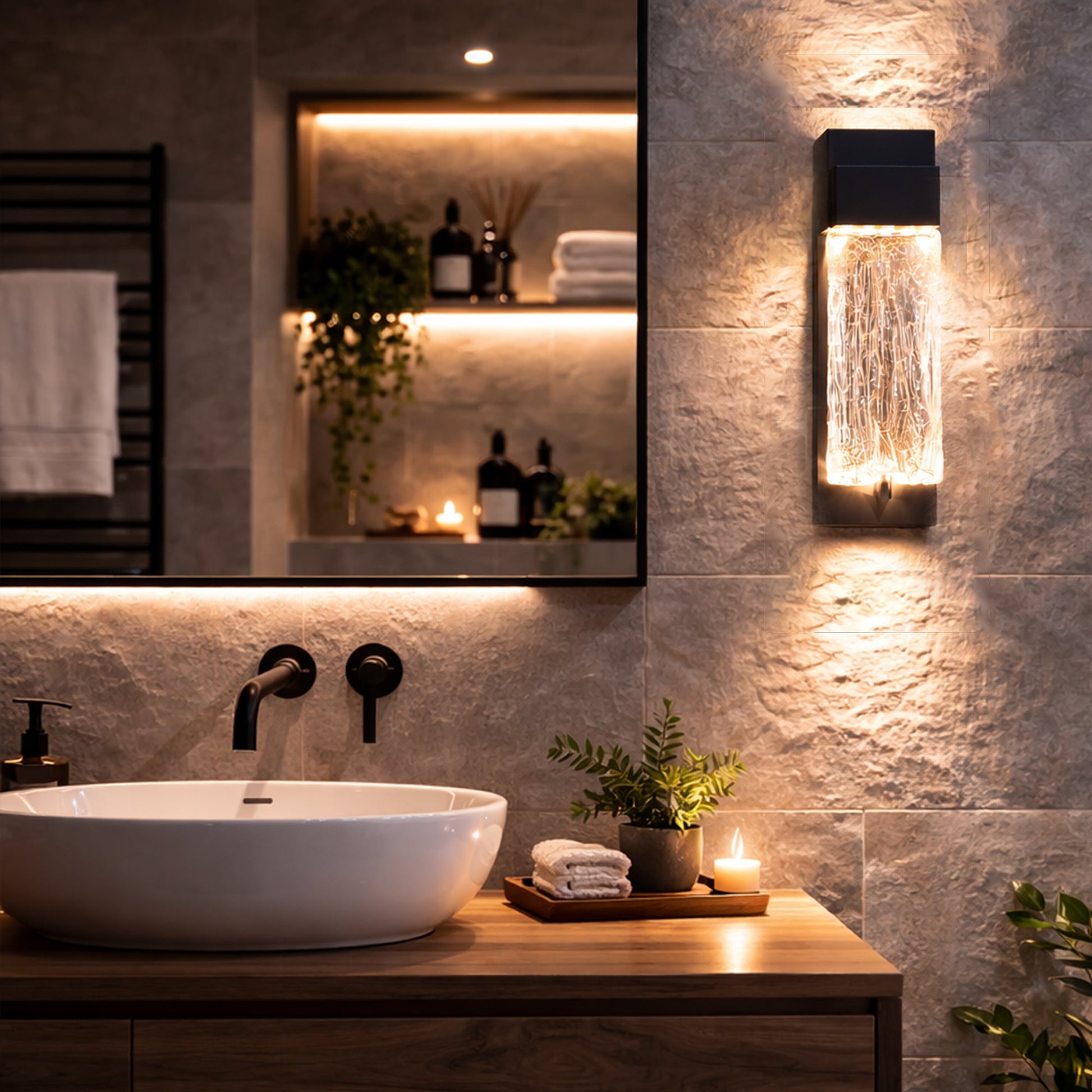 The Lighting Club Wall Light Ripple Black LED Wall Light – 12W Modern Outdoor Sconce R-LED-12/BL