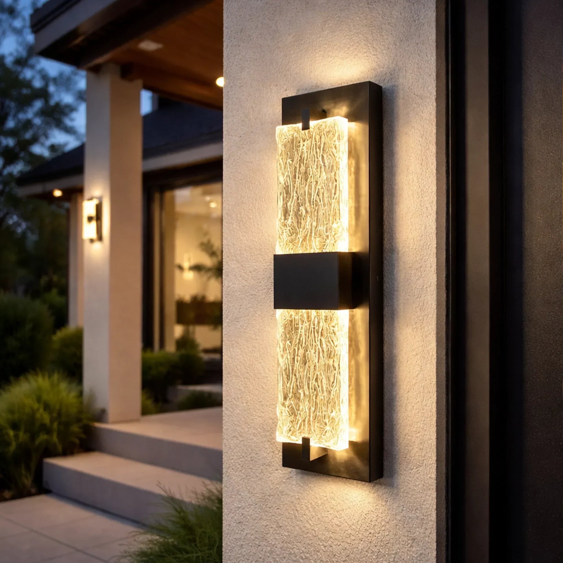 The Lighting Club Wall Light Black Double Ripple LED Wall Light – Modern Waterproof Sconce R-LED-16/BL