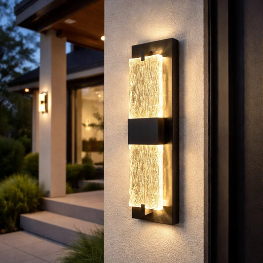 The Lighting Club Wall Light Black Double Ripple LED Wall Light – Modern Waterproof Sconce R-LED-16/BL