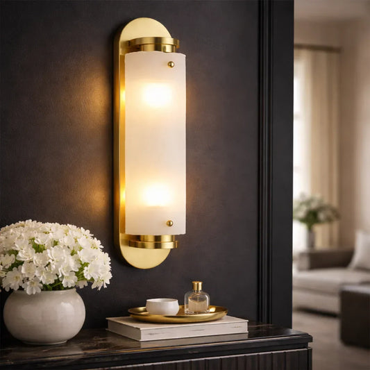 The Lighting Club Wall Light Everest Gold Wall Light – Frosted Glass RG10597