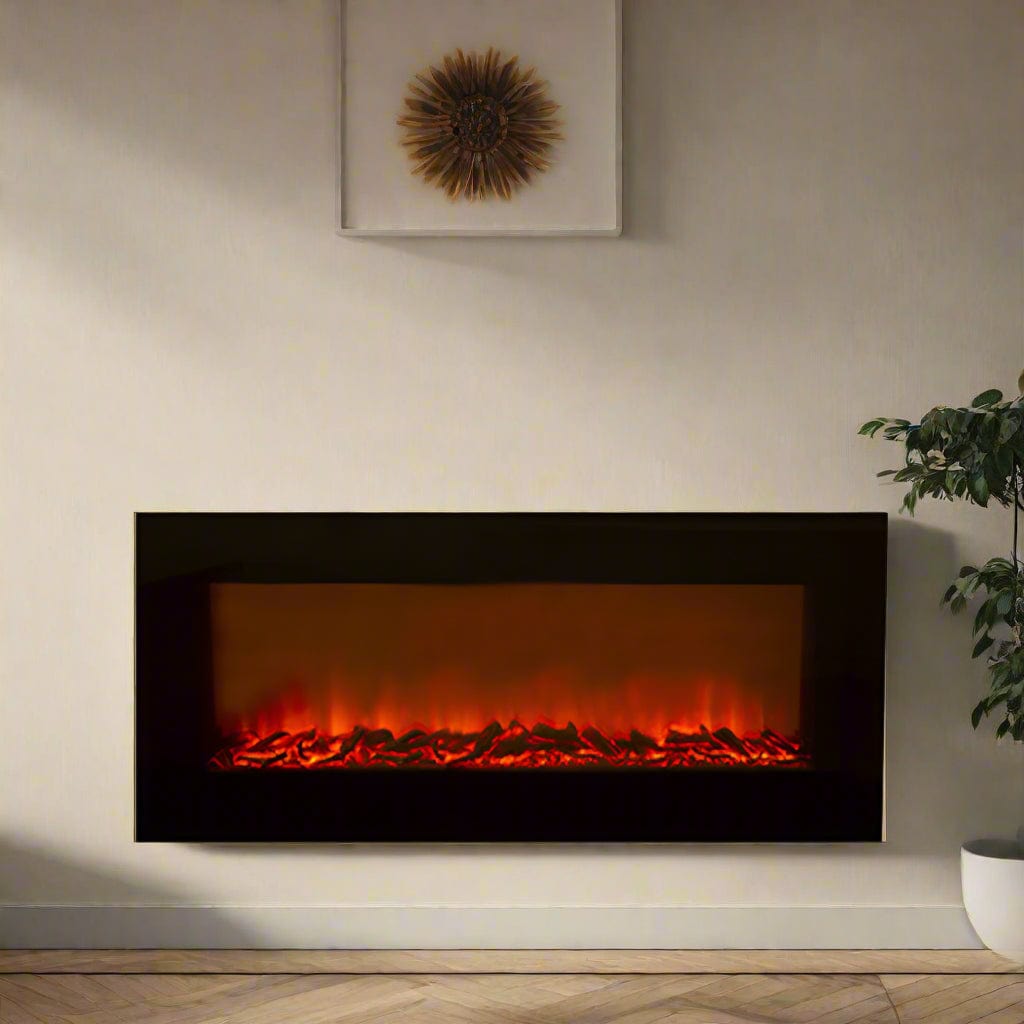 The Lighting Club LED electric fireplace LuxeGlow 1800W Flat Glass Electric Fireplace with Coal RHE6C