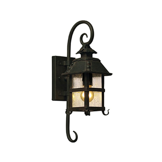 The Lighting Club Outdoor Light Small Forged Metal and Glass Outdoor Wall Light Black RO206 6009513084679
