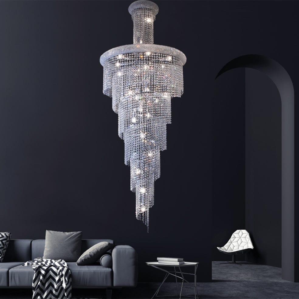 The Lighting Club Chandeliers Grace Spiral Crystal Chandelier Light Chrome S-KLCH-8740/27
