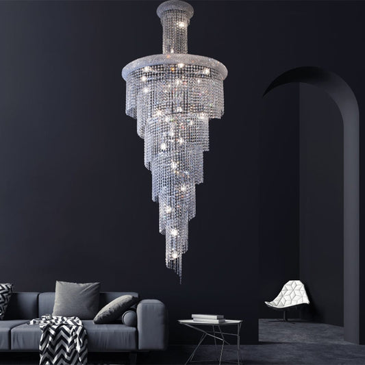 The Lighting Club Chandeliers Grace Spiral Crystal Chandelier Light Chrome S-KLCH-8740/27