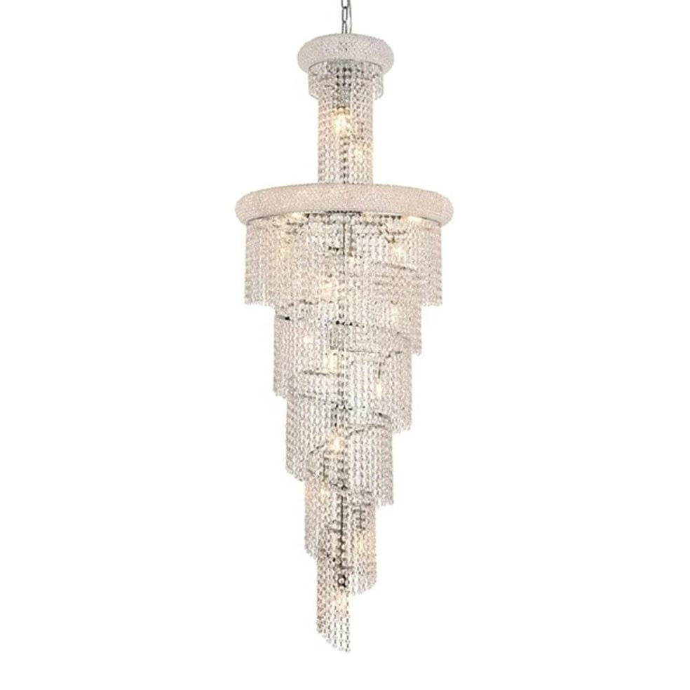 The Lighting Club Chandeliers Grace Spiral Crystal Chandelier Light Chrome S-KLCH-8740/27