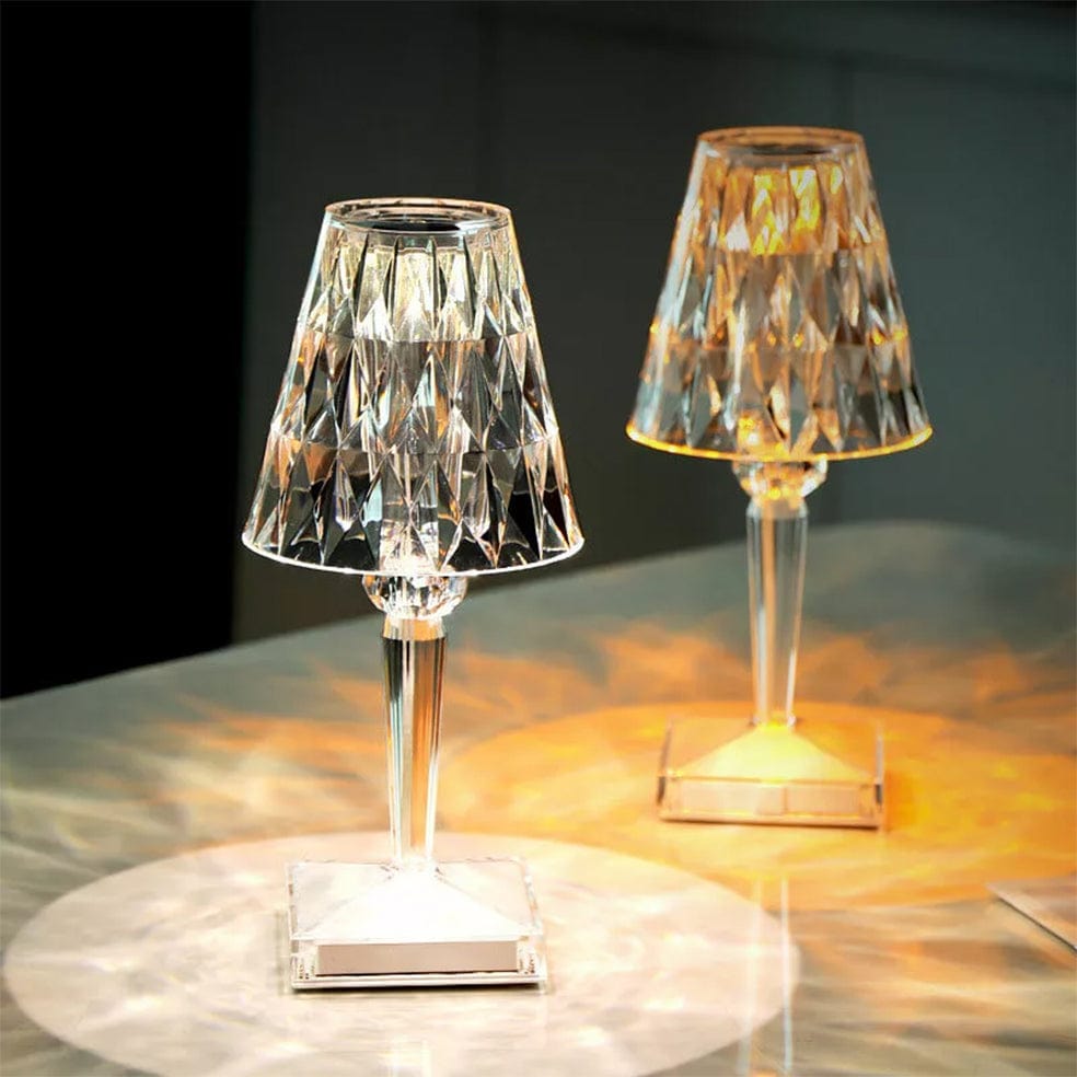 The Lighting Club Rechargeable Lamp GeoGlow Rechargeable Table Lamp in Smoke | Clear