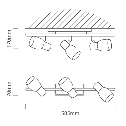 The Lighting Club Spotlight Barnham Triple Spotlight | Black & Copper S155 9002759945862