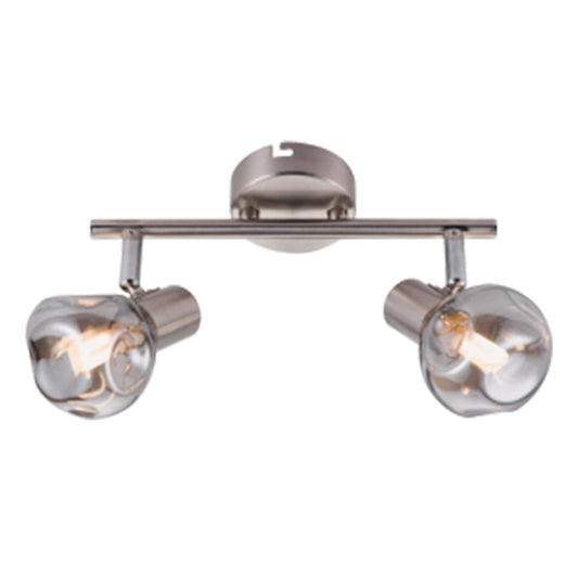 The Lighting Club Spotlight Double/2 Vetro Spot (1 - 3) Satin Chrome with Smoke Colour Glass S404/2 SMOKE 6007226071498