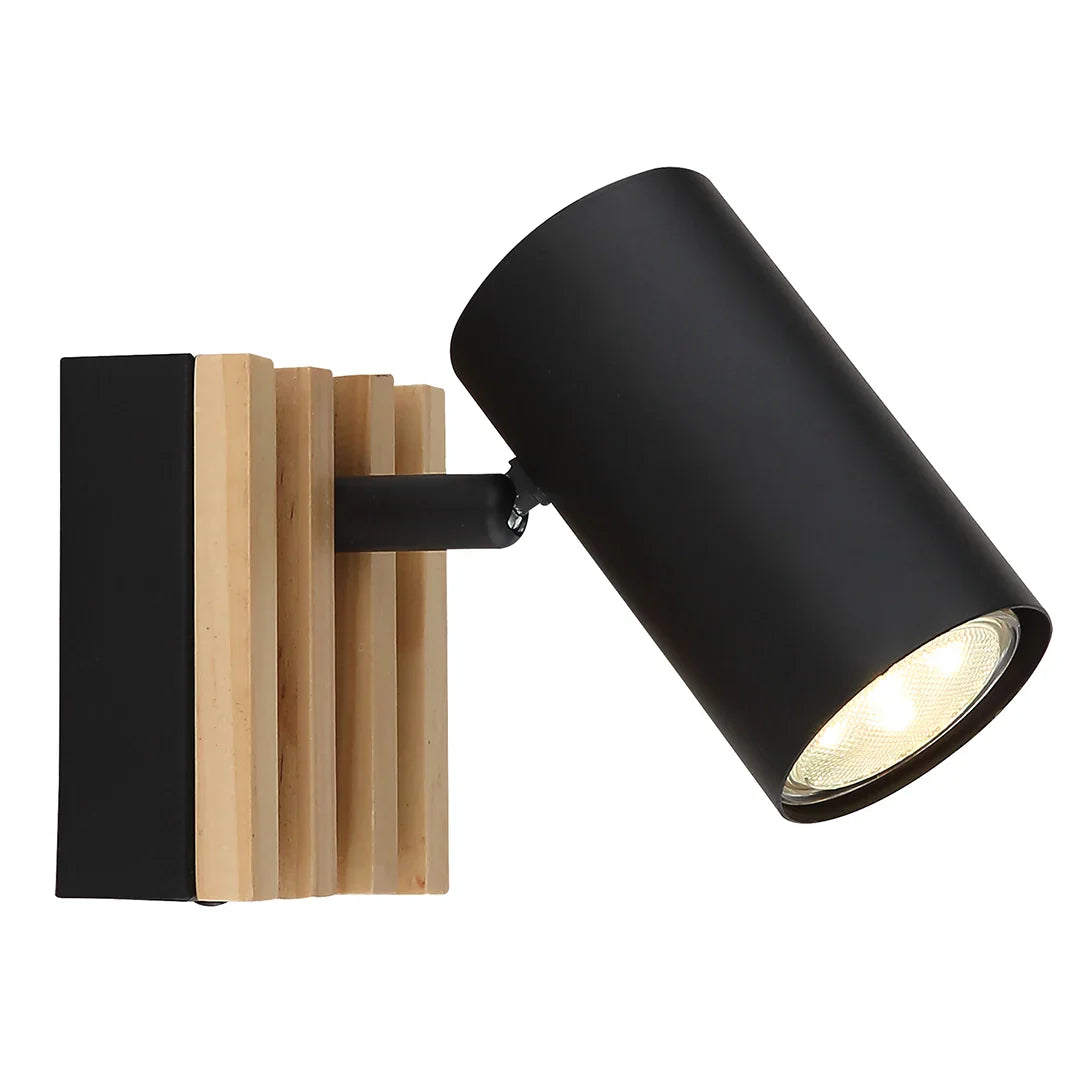 The Lighting Club Spotlight 1 Light Avalon Wood and Metal Spotlights - 3 Sizes S423/1 WOOD 6007226090437