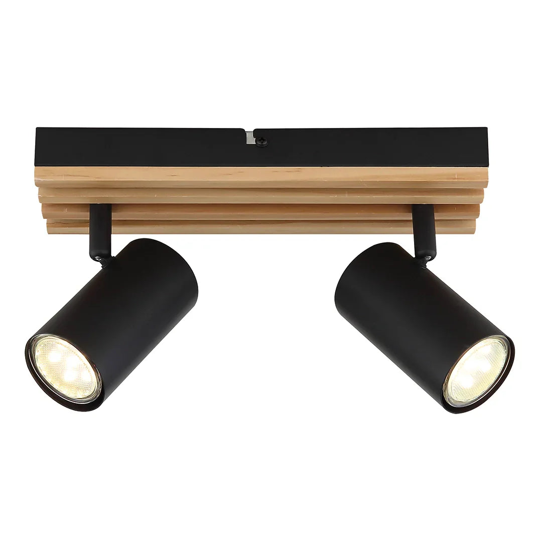 The Lighting Club Spotlight 2 Light Avalon Wood and Metal Spotlights - 3 Sizes S423/2 WOOD 6007226090444
