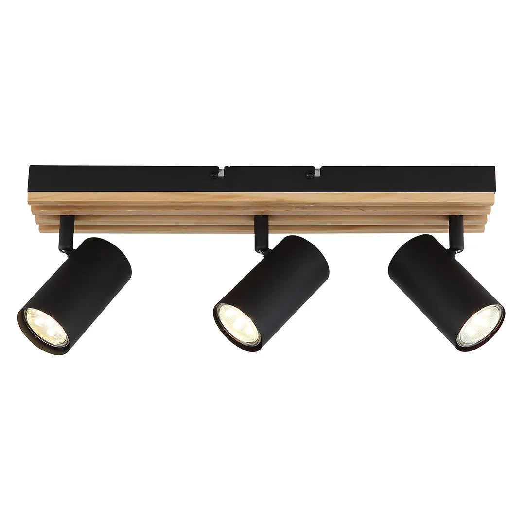The Lighting Club Spotlight 3 Light Avalon Wood and Metal Spotlights - 3 Sizes S423/3 WOOD 6007226090451