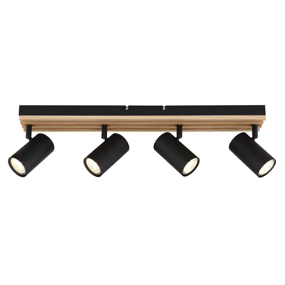 The Lighting Club Spotlight 4 Light Avalon Wood and Metal Spotlights - 3 Sizes S423/4 WOOD 6007226090468