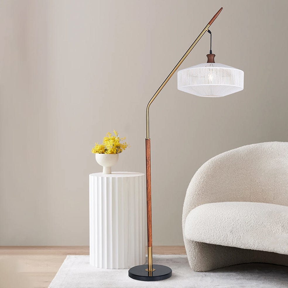 The Lighting Club Floor lamp Gia Wood Look String Shade Floor Lamp SL429 GOLD 6007226087758