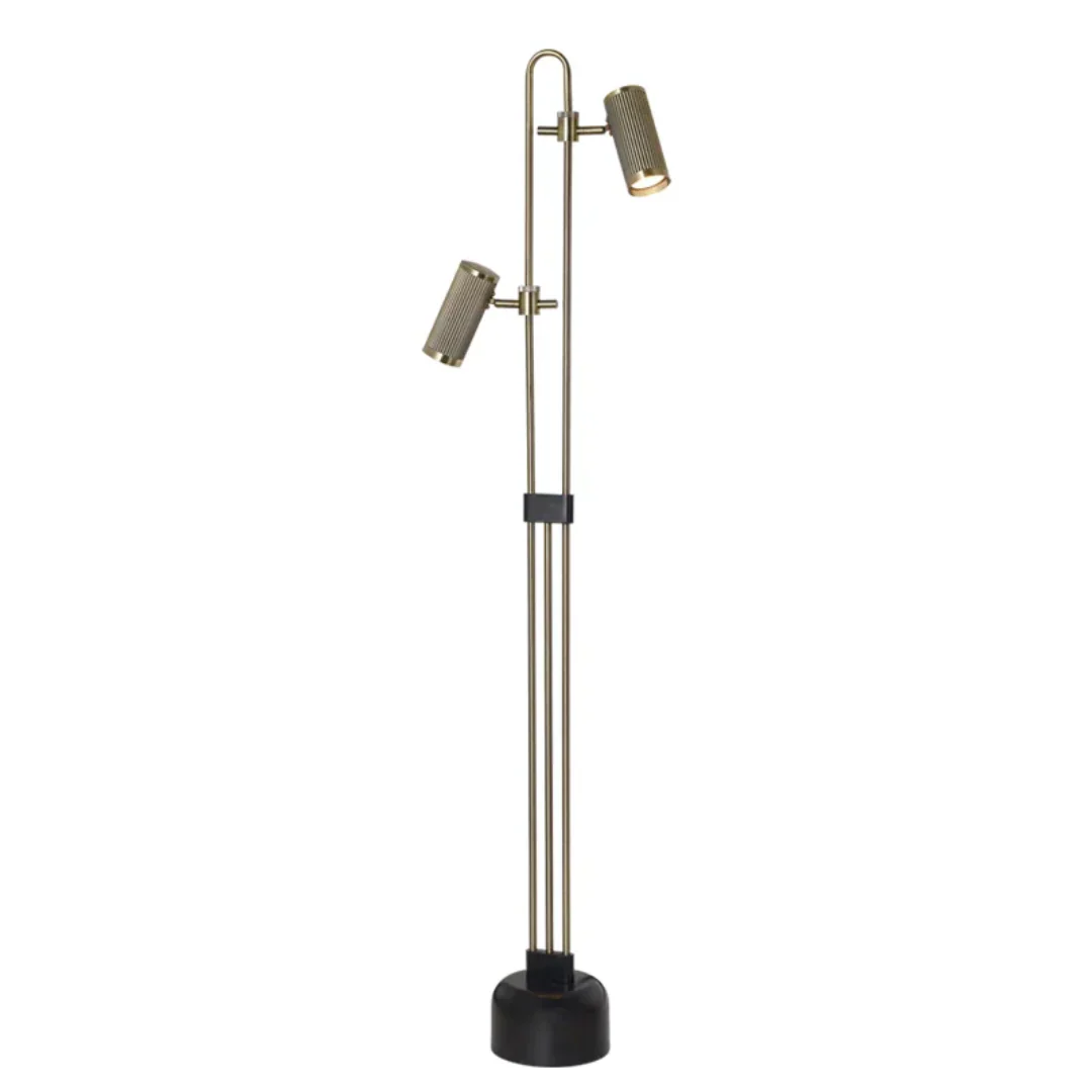 The Lighting Club Floor lamps Aurex Twin-Head Adjustable Floor Lamp – Black and Brass SL440 BK/GD 6007226091076
