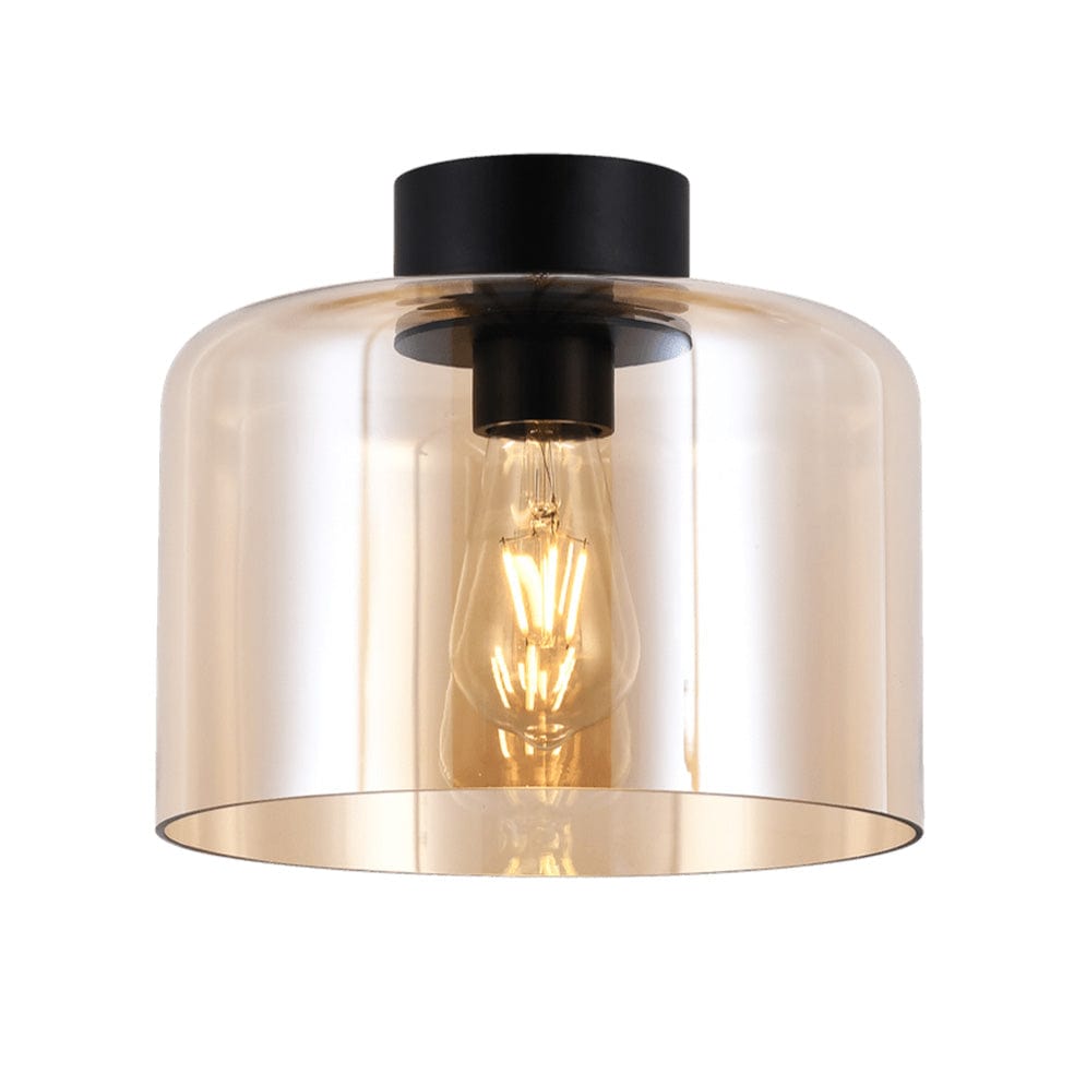 The Lighting Club Ceiling Light Amber Glass and Black Glass Drum Ceiling Light | 3 Colours T-KLC-1430/AB
