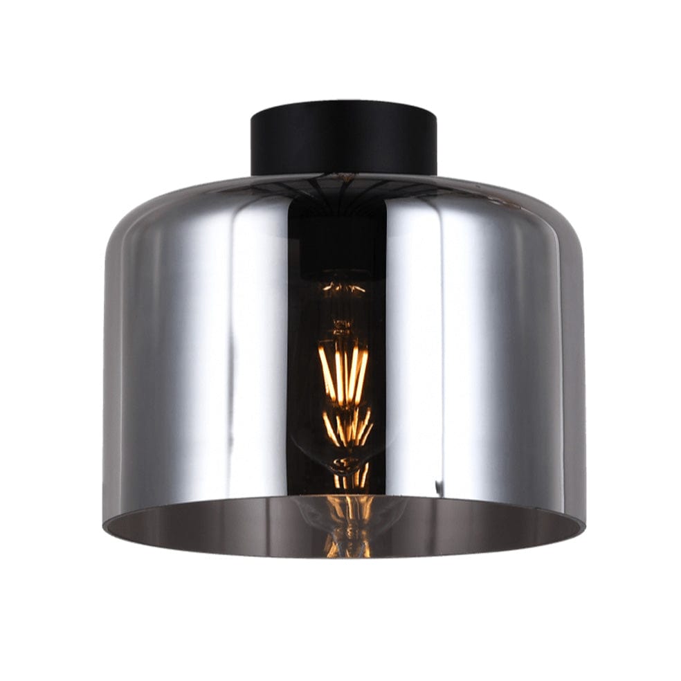 The Lighting Club Ceiling Light Smoke Glass and Black Glass Drum Ceiling Light | 3 Colours T-KLC-1430/SM