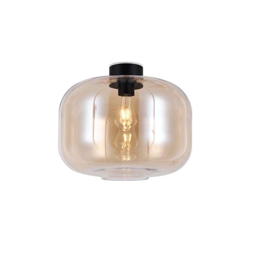 The Lighting Club Ceiling Light Amber Glass and Black Oriel Glass Ceiling Light Black | White | Amber T-KLC-1431/AB