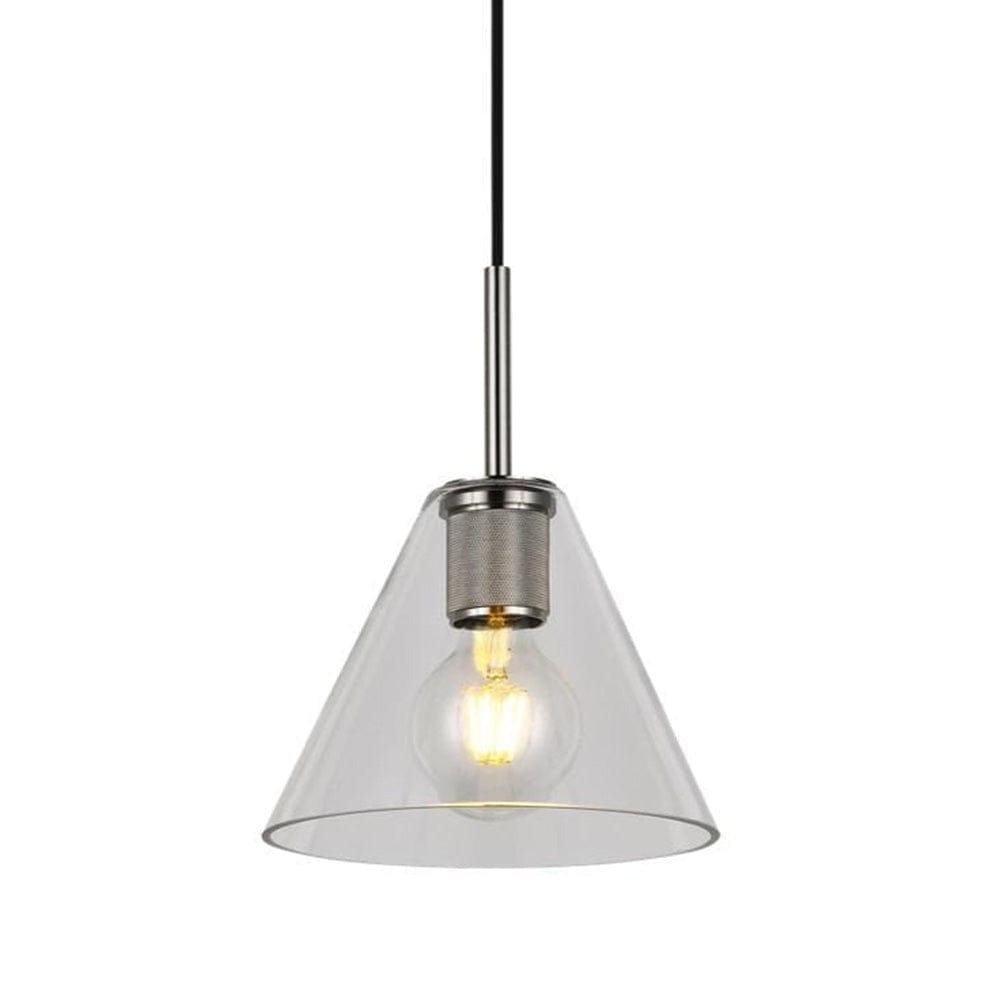 The Lighting Club Pendant Satin Silver Cone Glass Pendant Light Gold | Black | Chrome T-KLCH-10/SN