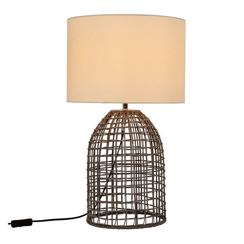The Lighting Club table lamp Grey Zanie Rattan and Steel Table Lamp | White or Grey T654GY 6009551807766
