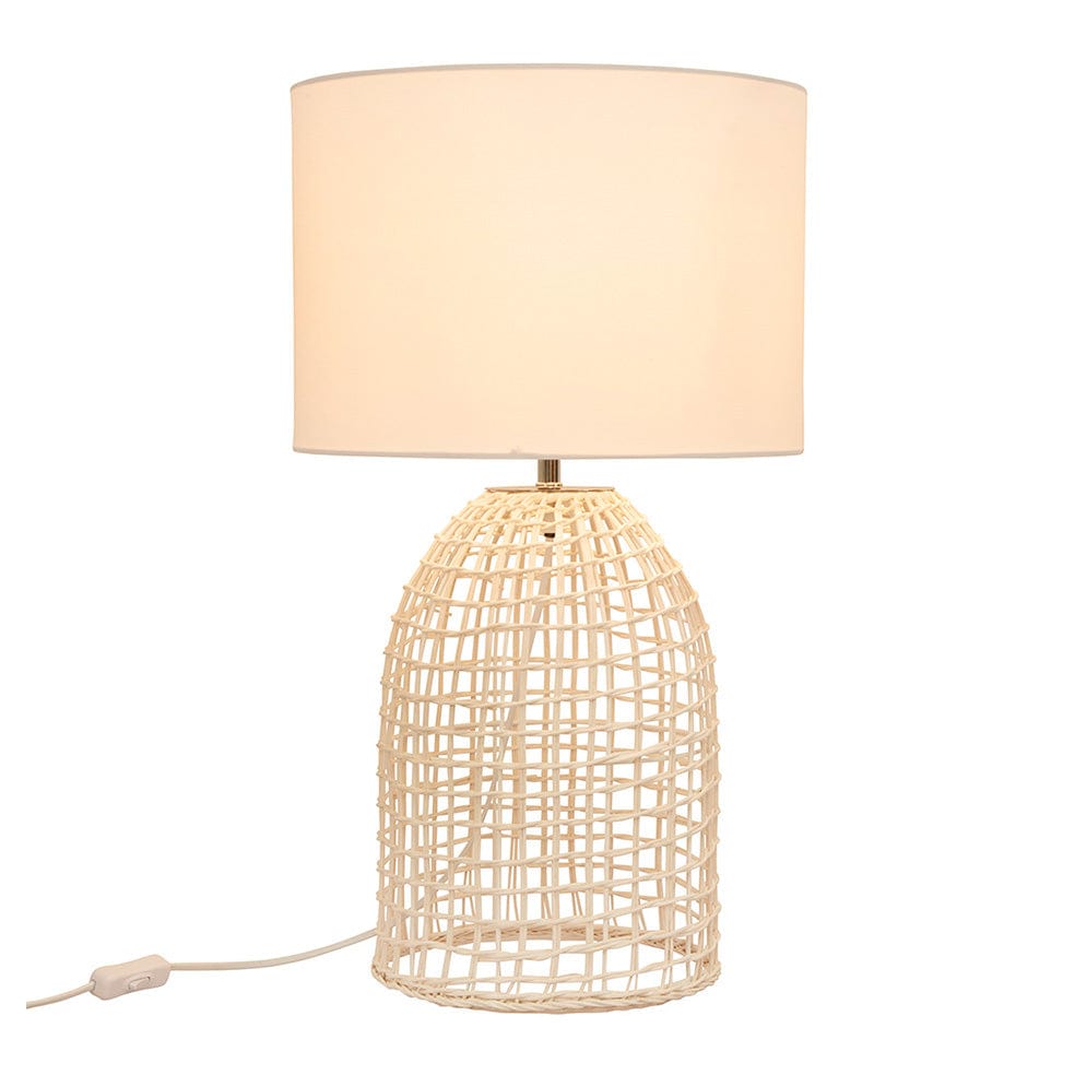 The Lighting Club table lamp White Zanie Rattan and Steel Table Lamp | White or Grey T654W 6009551807759