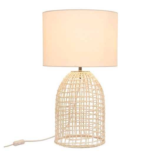 The Lighting Club table lamp White Zanie Rattan and Steel Table Lamp | White or Grey T654W 6009551807759