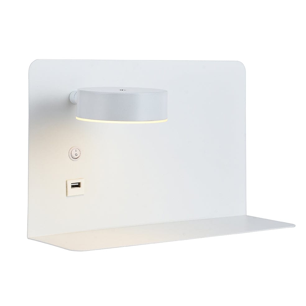 The Lighting Club Wall light White Juniper Wall Light with USB charging w620w