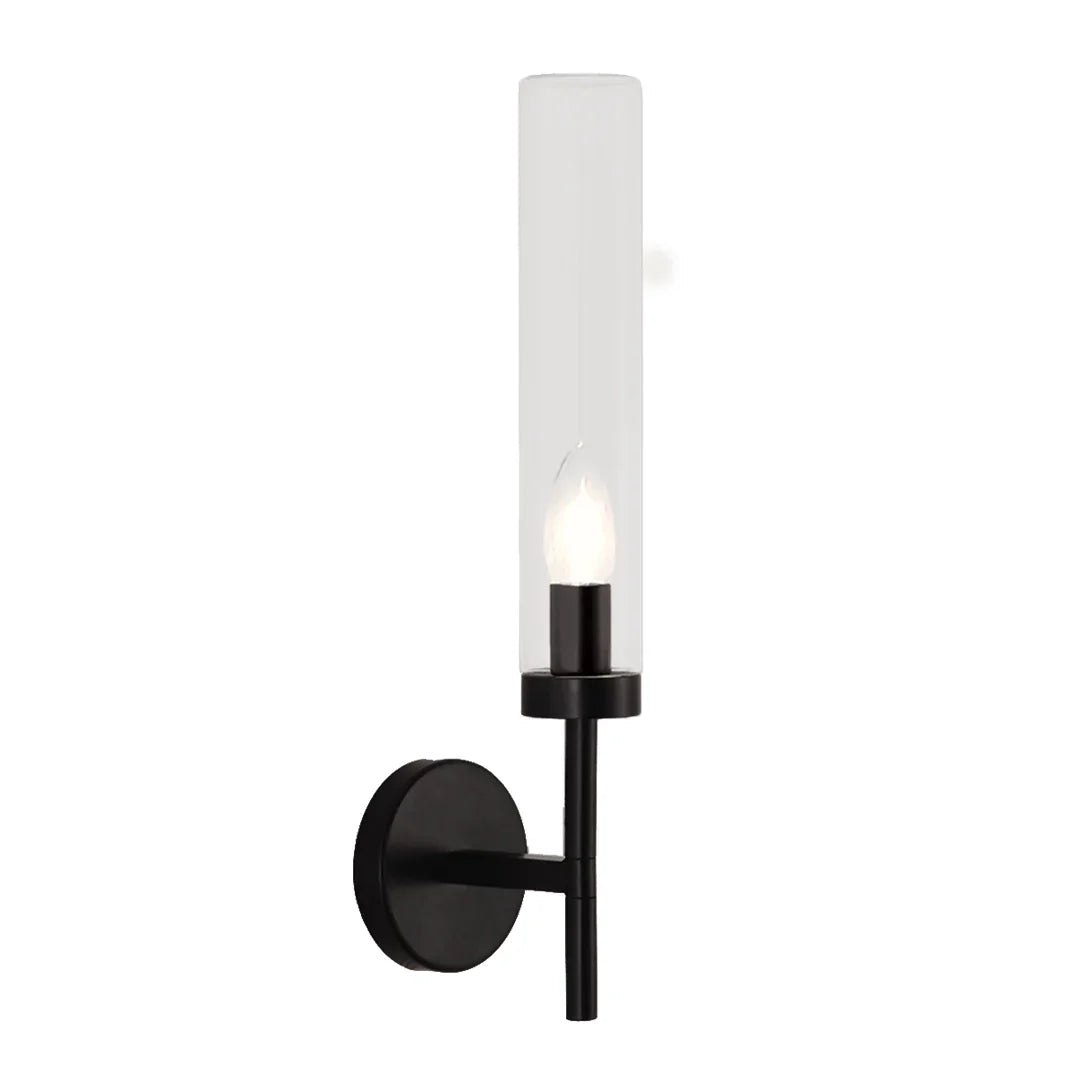 The Lighting Club Wall Light Black Modern Wall Light for Bedroom – Clear Glass Cylinder WB237 BLACK 6007226091137