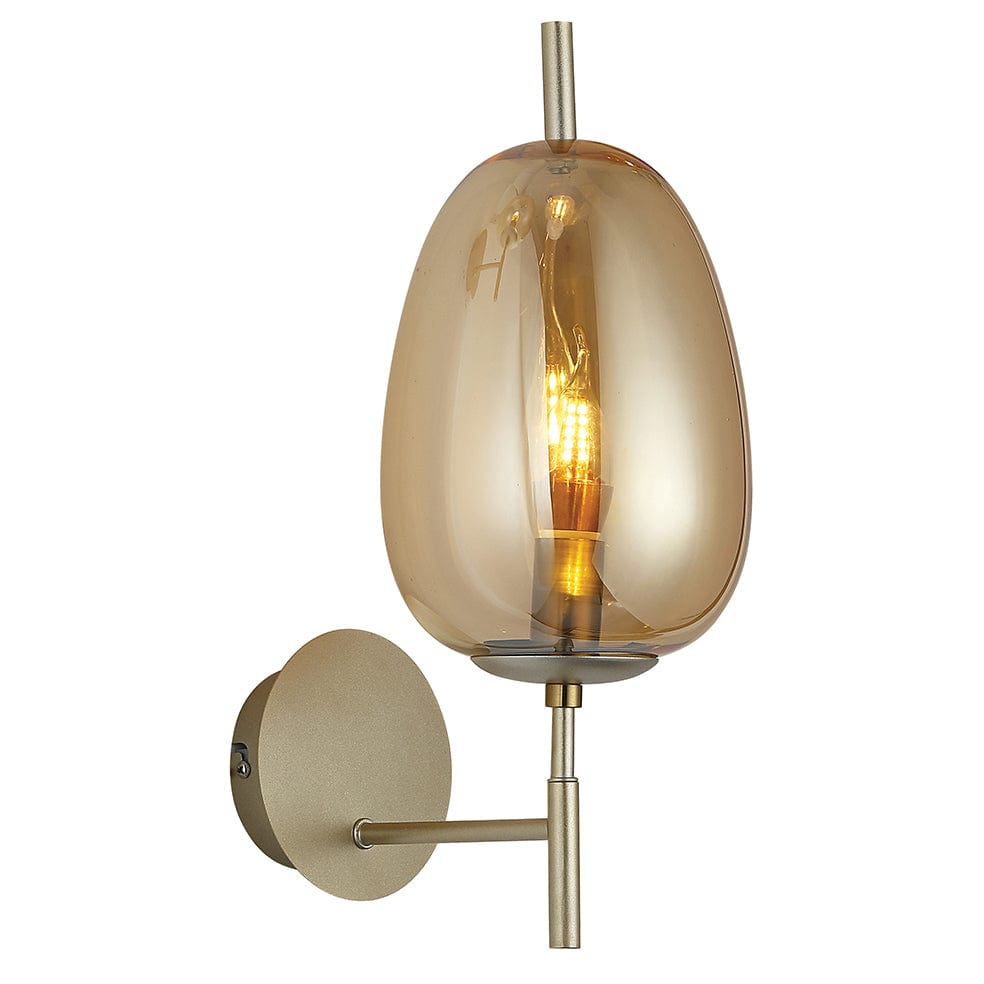 The Lighting Club Wall light Dew Glass and Metal Wall Light | Gold and Amber WB409/1 AMBER 6007226084894