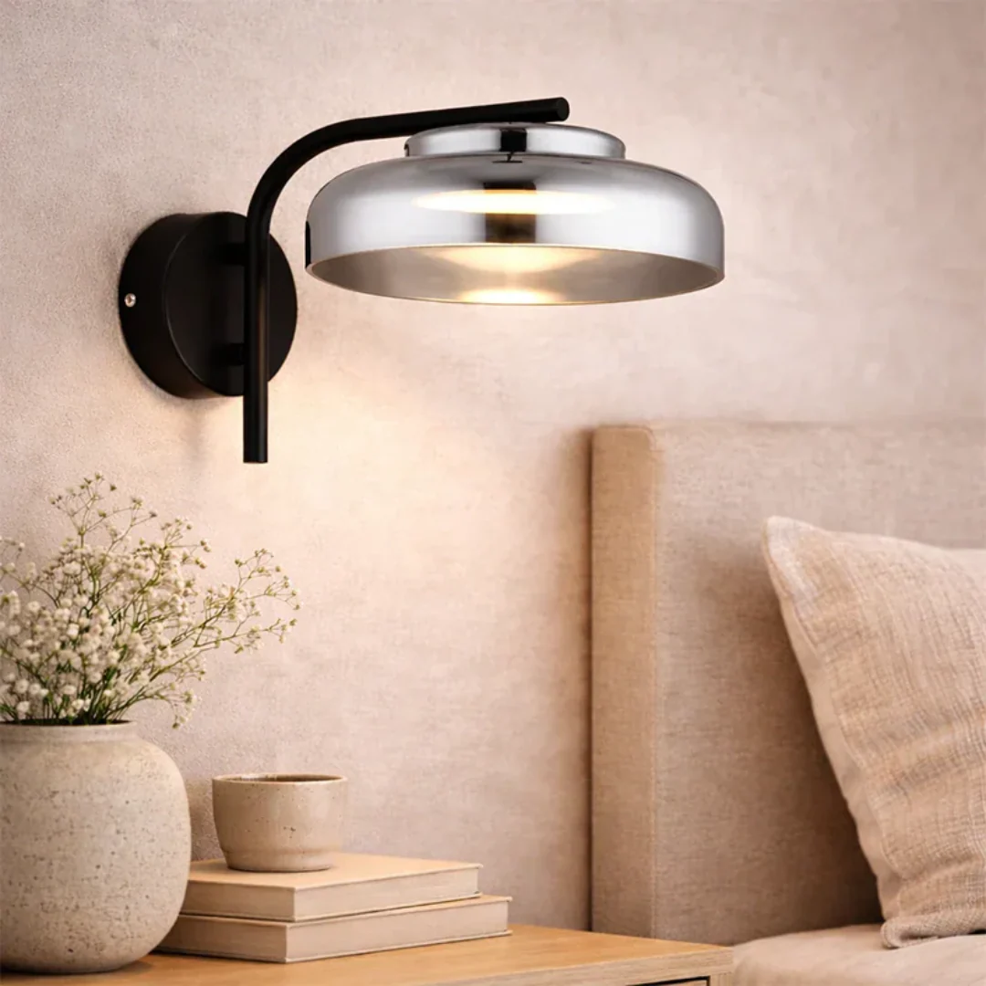 The Lighting Club Wall Light Volta Metal and Glass Wall Light - Smoke WB617 BLACK 6007226090314