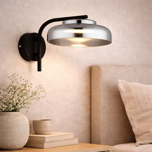 The Lighting Club Wall Light Volta Metal and Glass Wall Light - Smoke WB617 BLACK 6007226090314